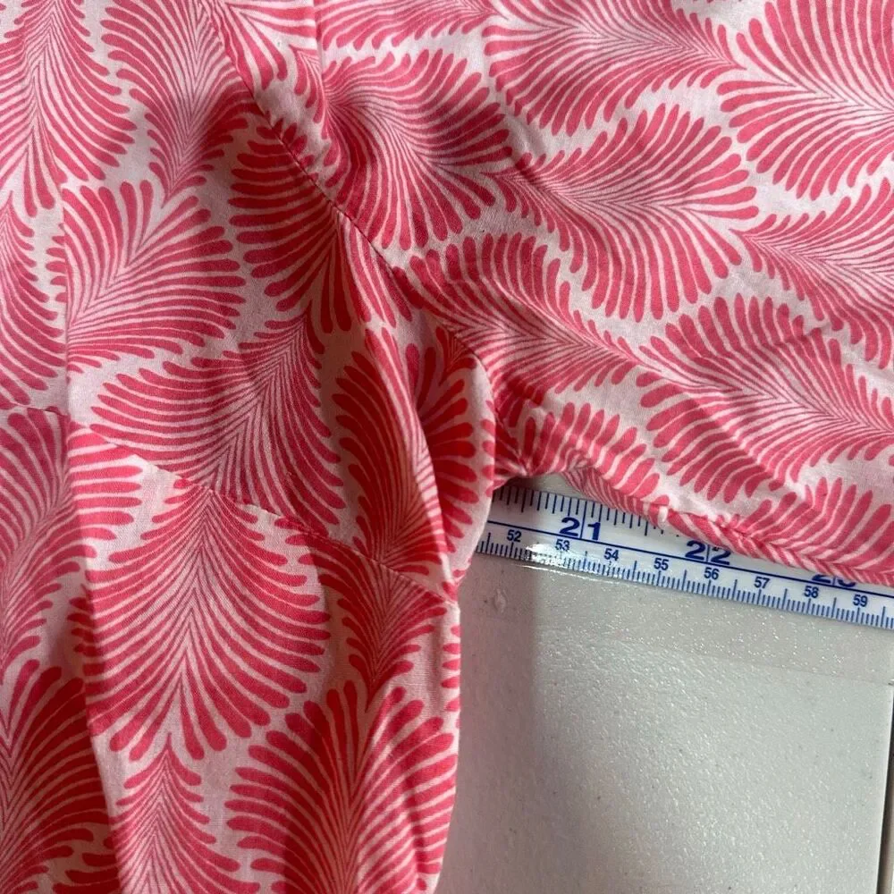 Talbots Women's Button Up Pleated Coastal Pink‎ Blouse Top Size L Cotton Beach